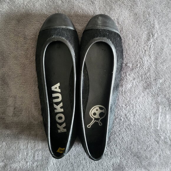 Kokua Leather Calfhair Ballet Flats Made in Barcelona Spain EU 37 US 7 - Picture 1 of 3